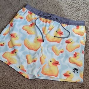 Neff Yellow Duck Print Swim Trunks